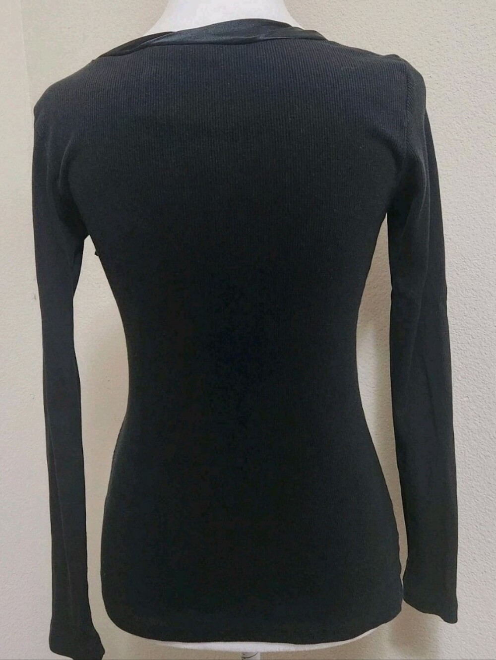 Whimsigoth Ribbed Thermal Top L Black Satin Bow Stretch Dark Fairy Goth Comfort - Picture 10 of 16
